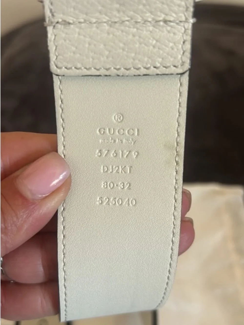 Gucci Cream Leather Belt with Gold Bee & Star Embossing